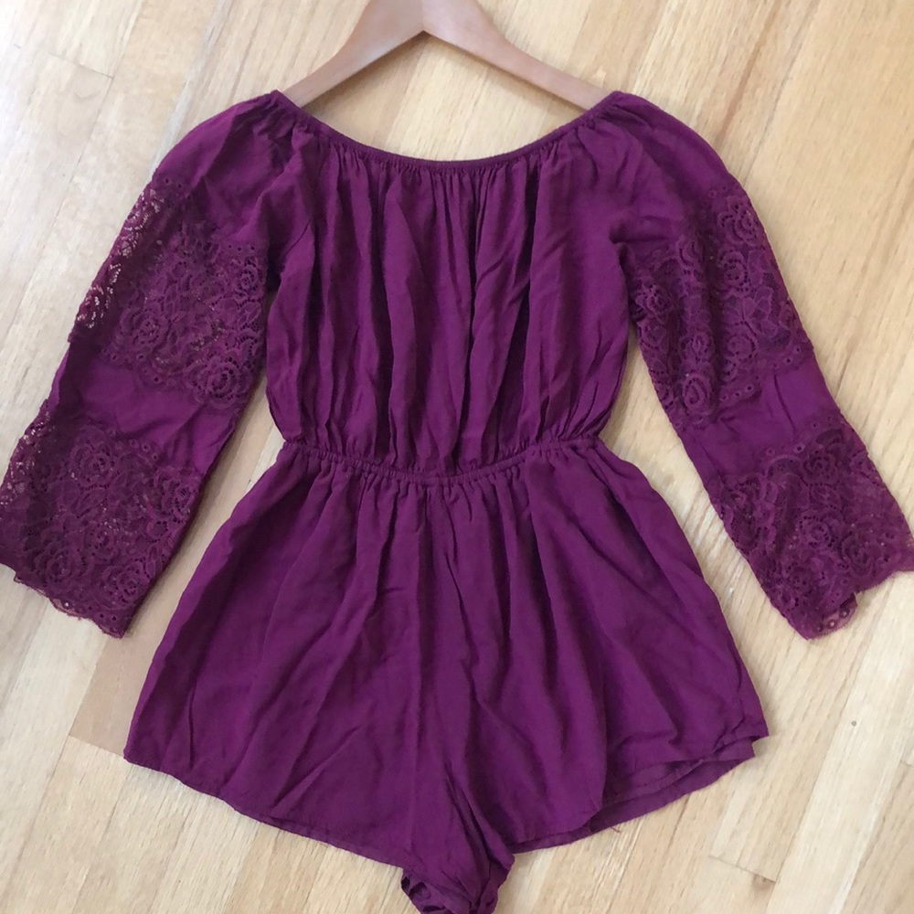 Off the Shoulder Maroon Romper